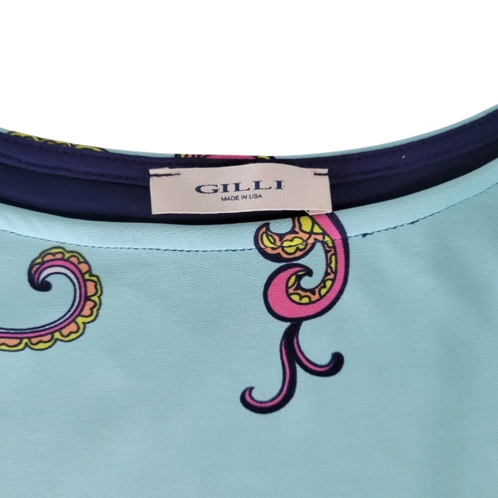 Gilli‎ Paisley Print Dress Womens Blue Pink 3/4 Sleeve Casual Knee Length - Image 4