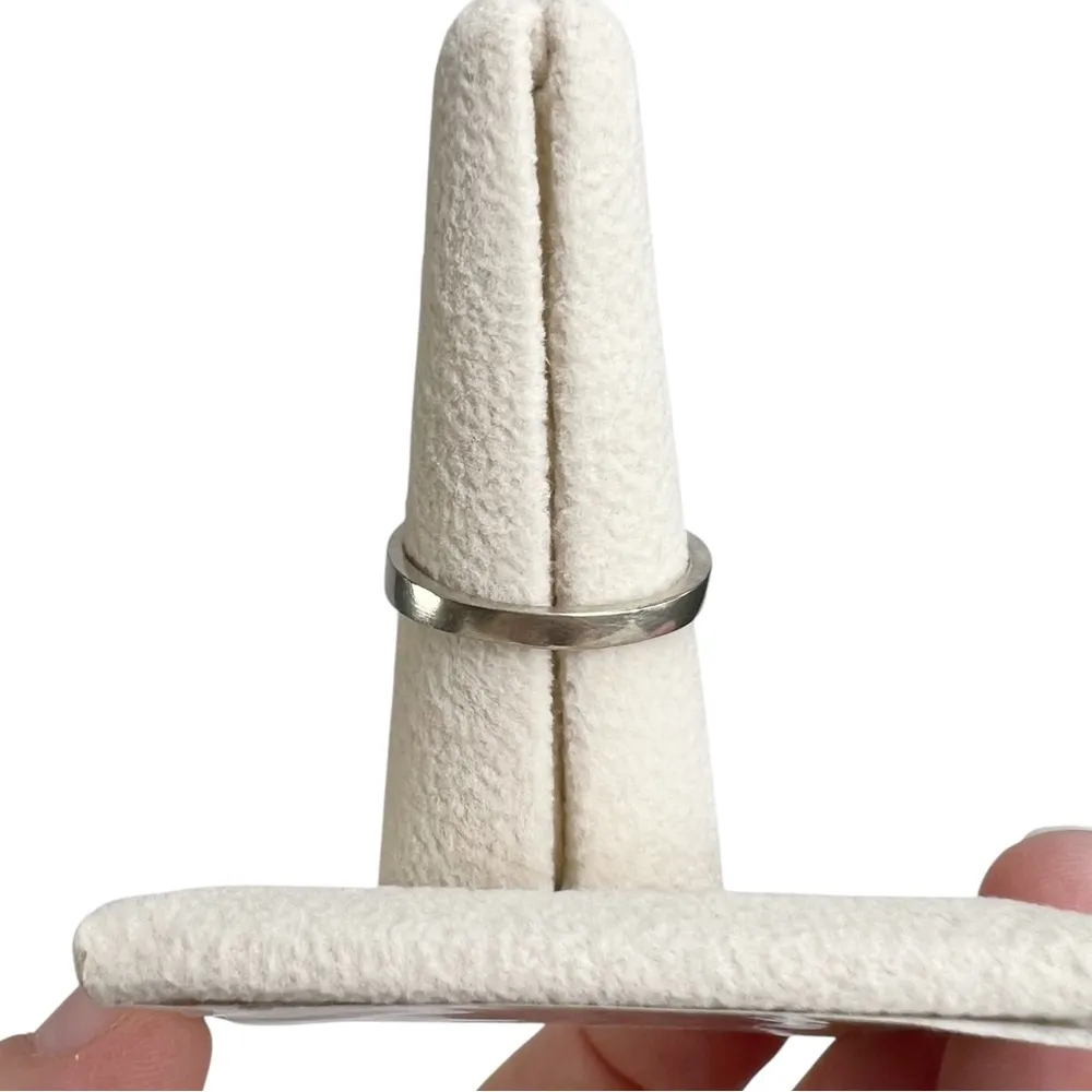 Turquoise Inlay Sterling Silver Thin Stacking Band Ring - Image 3