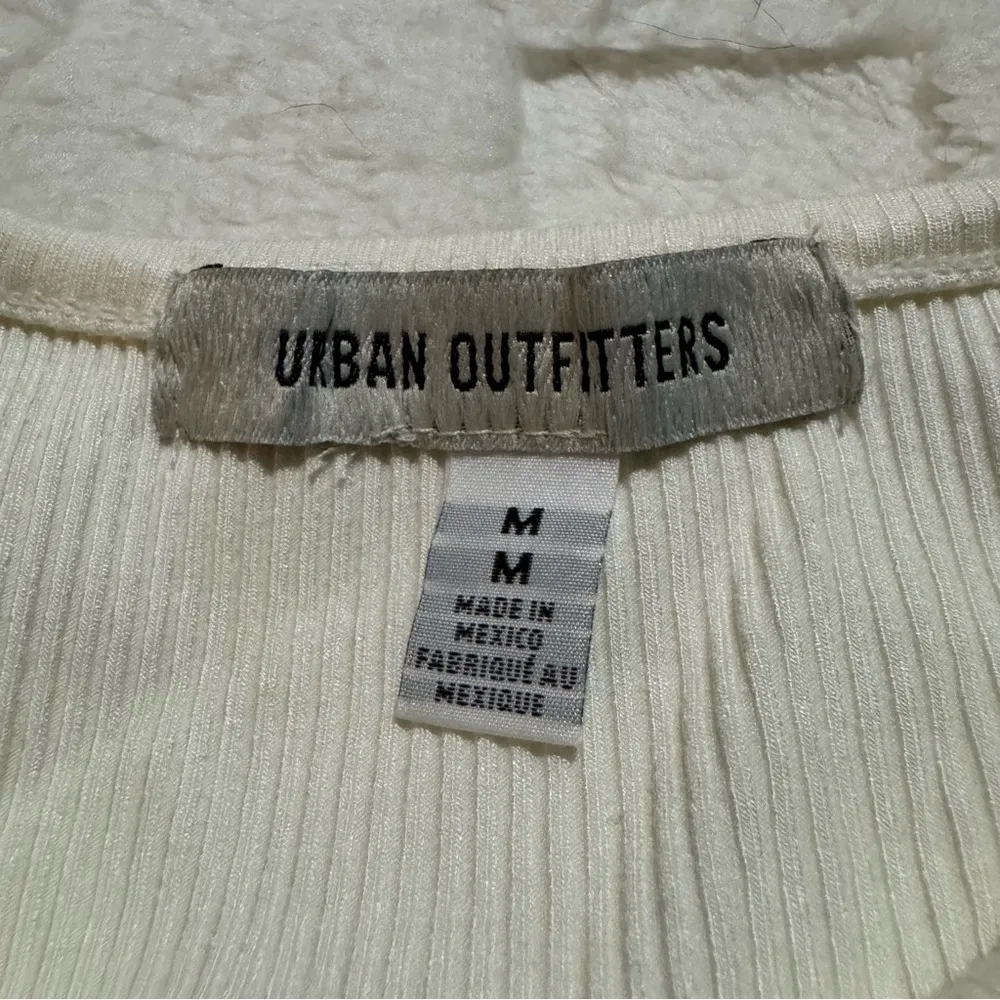 Urban Outfitters Cream Ribbed Sleeveless Racerback Tank Top, Tie Waist, Medium - Image 3