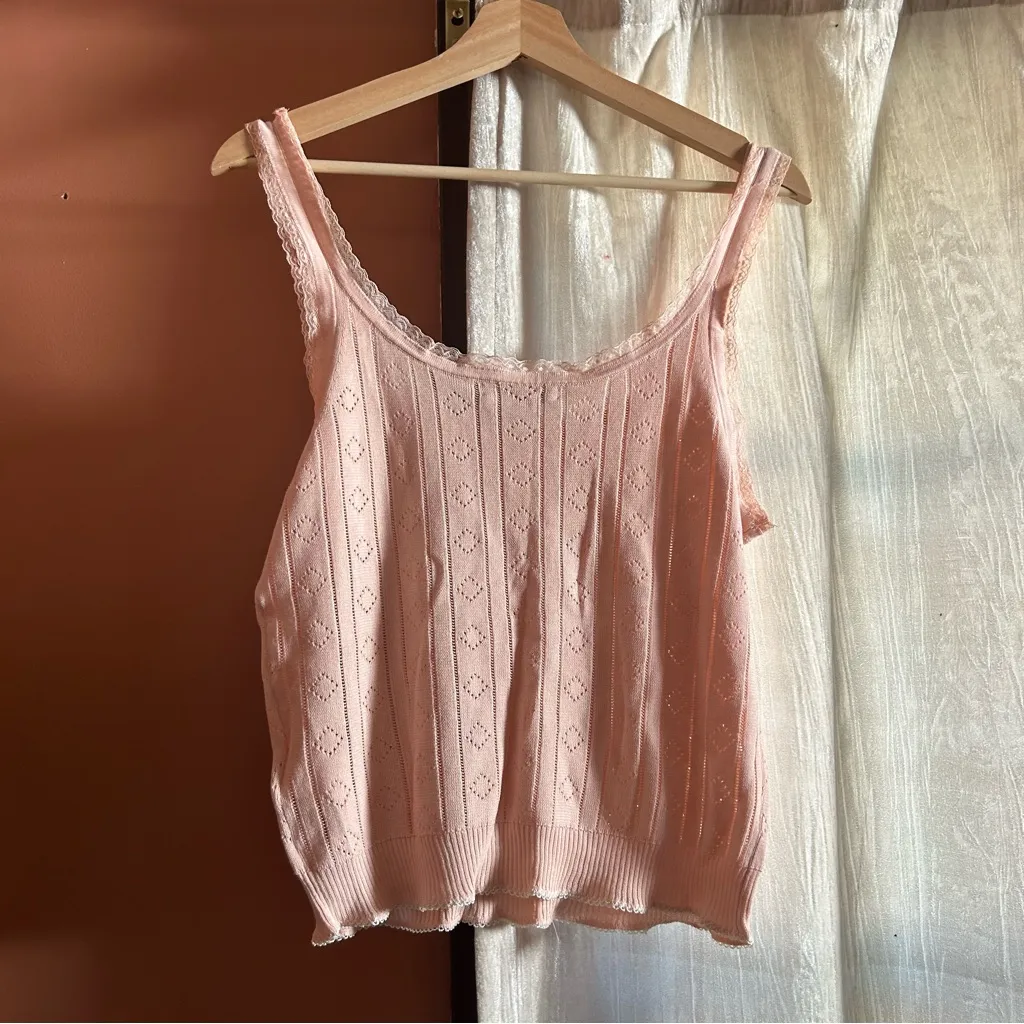 J. Crew Pointelle Sweater-tank Premium Ultrafine Cotton Coquette Pink NWT Size L - Image 6