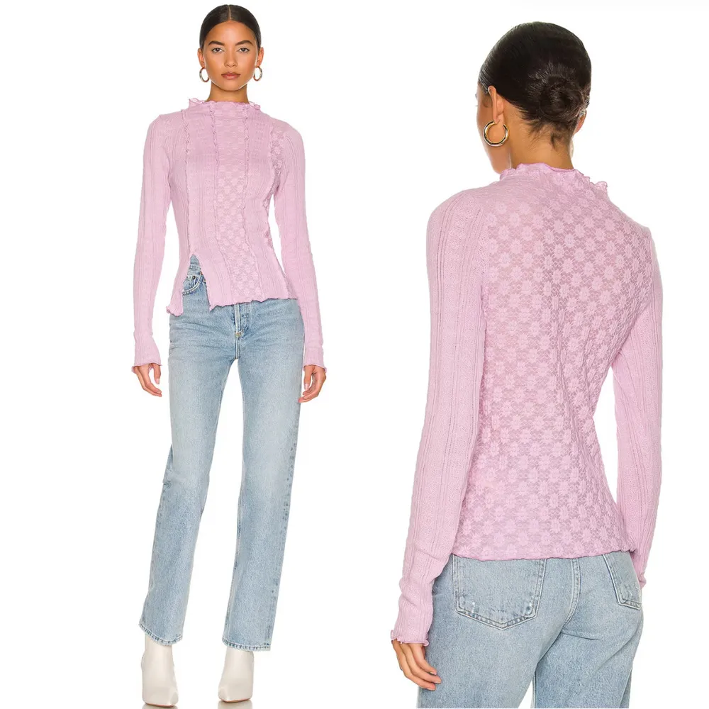 X Revolve Lula Top Moonlit Orchid Lilac Lace Mockneck Top NWOT SZ XS - Image 2