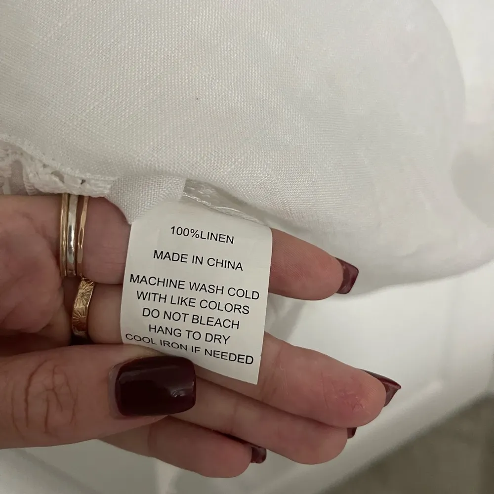 French Curve 100% Linen White Mini Dress Coverup Short sleeve Size M - Image 4