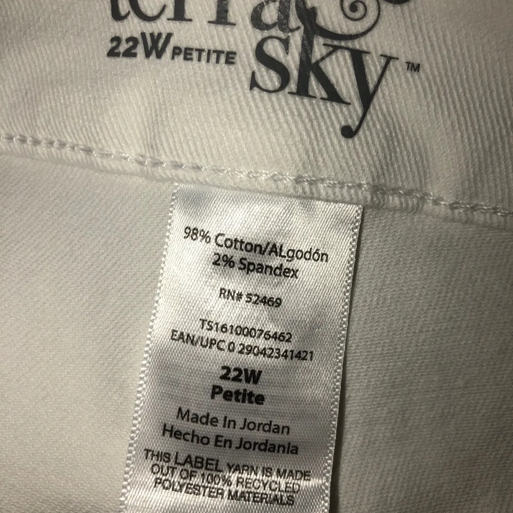 TERRA & SKY Womens Straight Leg Jean Size 22W Petite White Medium Weight New - Image 5