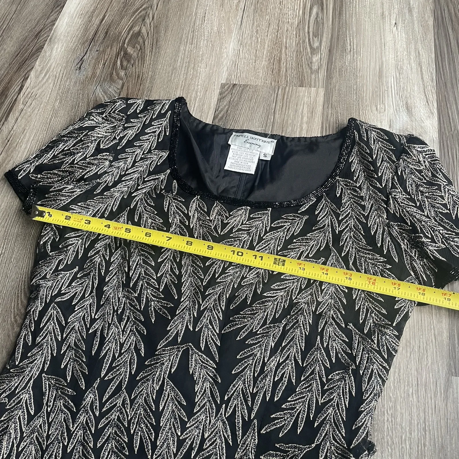 Vintage Papell Boutique Womens Evening Metallic Embroidered Silk Going Out Top S - Image 5