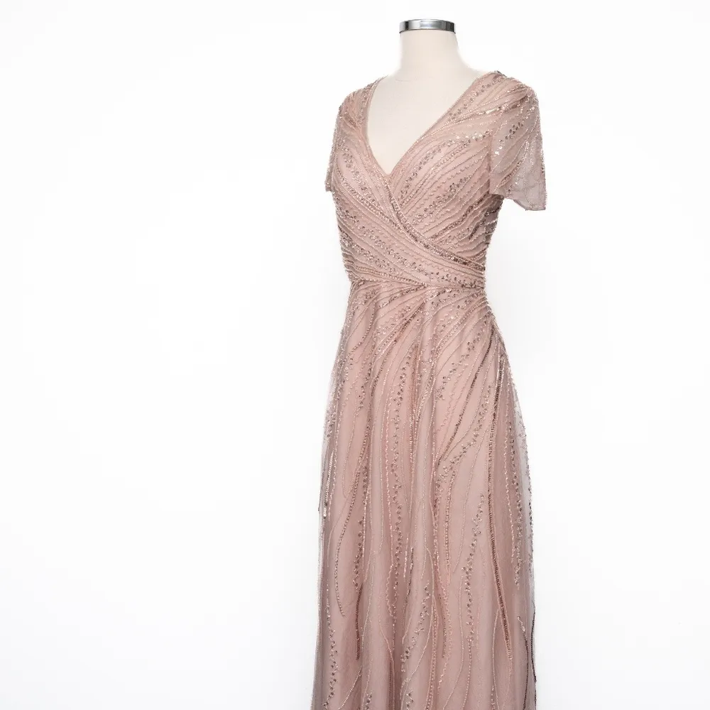 Xscape Beaded Chiffon A Line Gown - Image 9