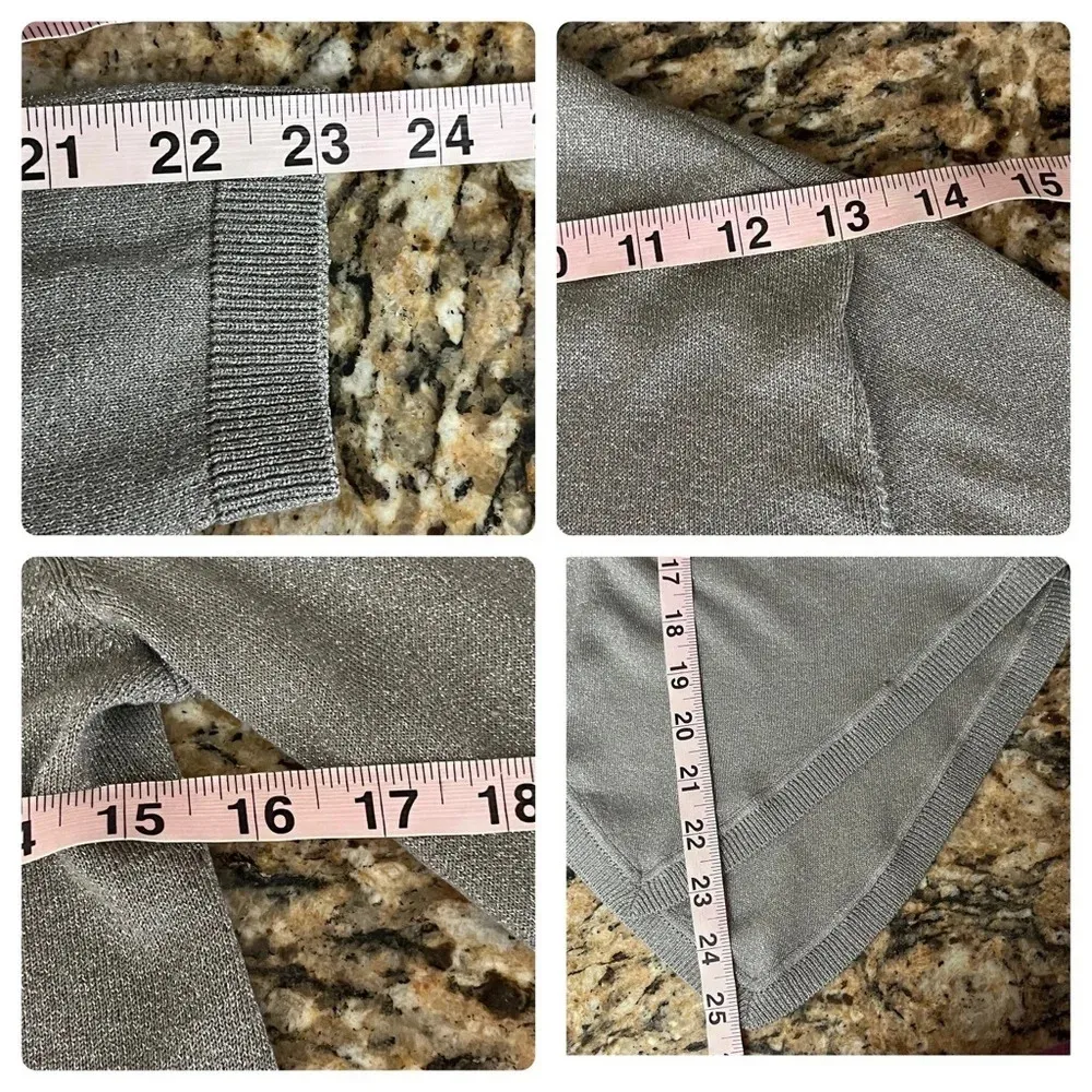 INC International Concepts Women Gray Open Silk Cardigan Sweater Size S modest - Image 6