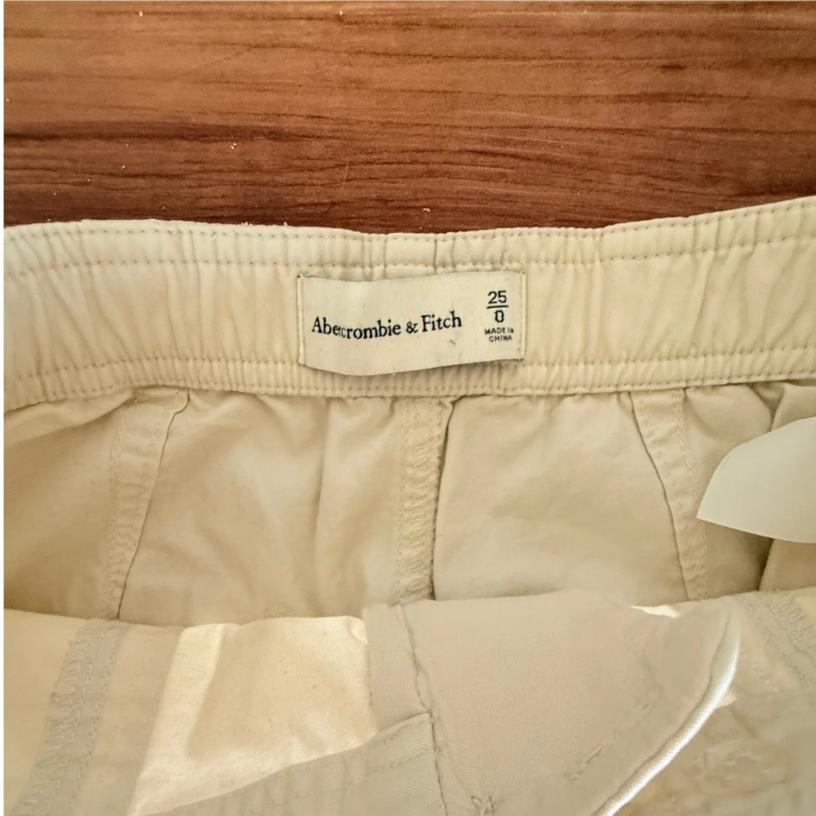 Abercrombie and Fitch Khaki Cargo Pants Wide Leg Casual Size 25 - Image 5