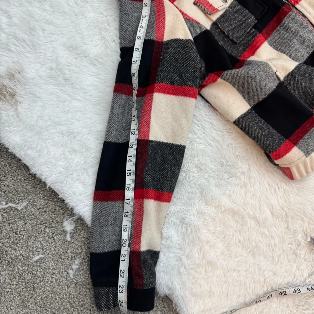 Torrid Plaid Wool Blend Bomber Jacket - Red, Black, White Size 1 - Image 12