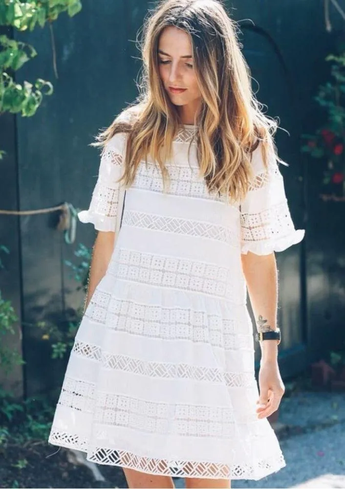 Anthropologie KAS Ethereal Dainty Doily Lace  Dress Small Ivory Coquette Ruffle - Image 13