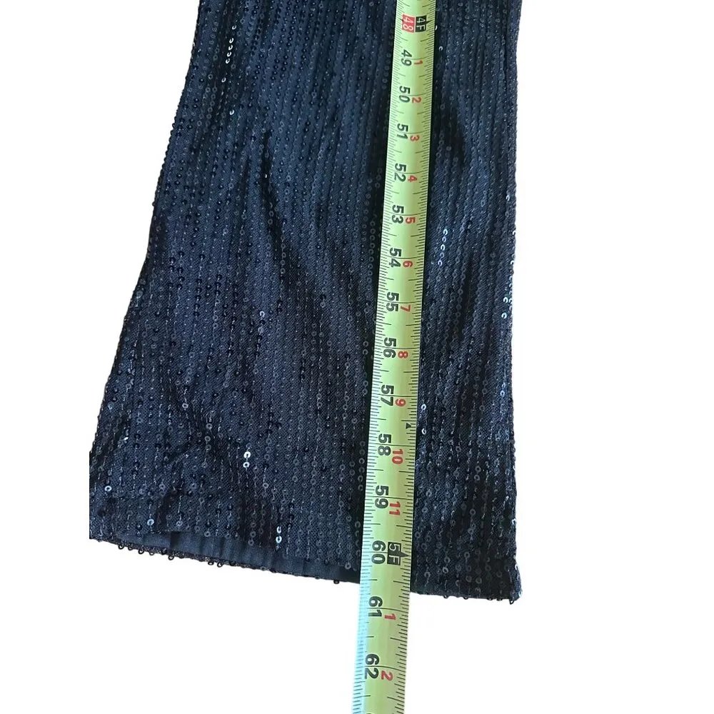 Womens Sparkling Sequin Jumpsuit V Neck Long Sleeve Evening Cocktail Party Sexy Black - Image 10