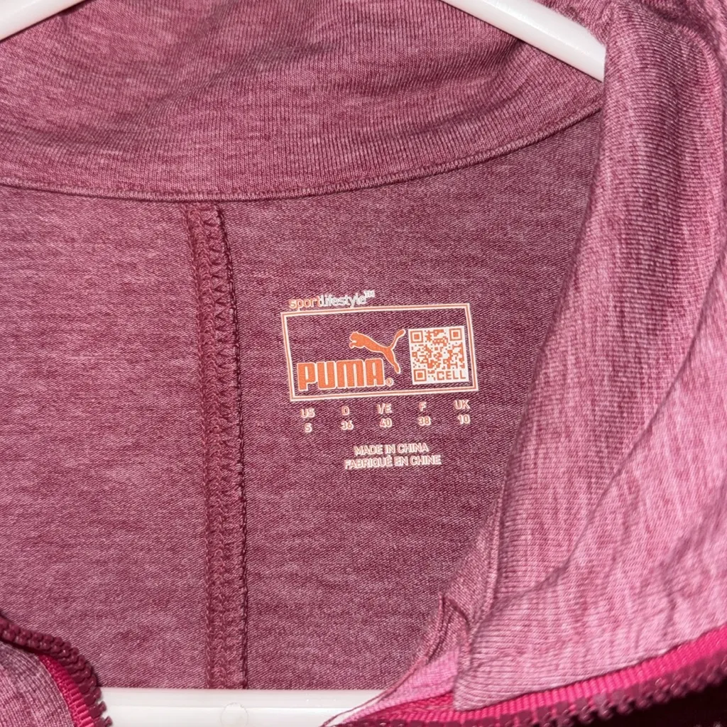 Puma Women's Vibrant Pink Quarter-Zip Sweatshirt - Image 3