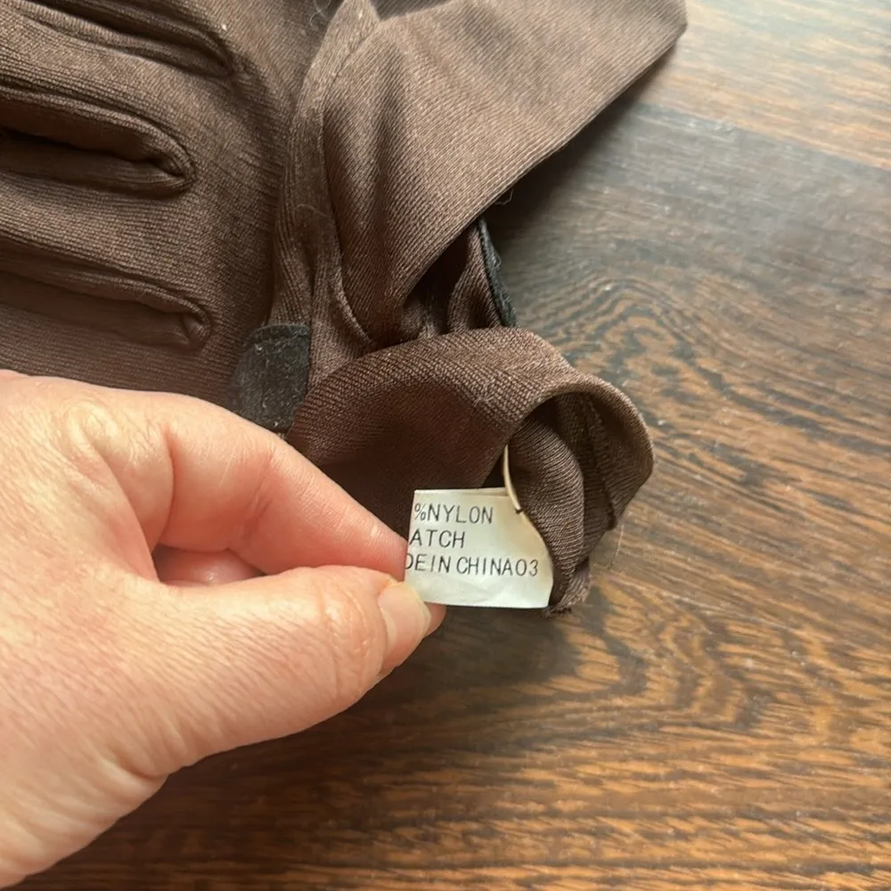 Vintage Nylon Gloves Brown Black - Image 6