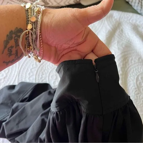 Diane Von Furstenburg DVF Barren Poplin Black‎ Pleated Mini Skirt 2 Nylon Blend - Image 6