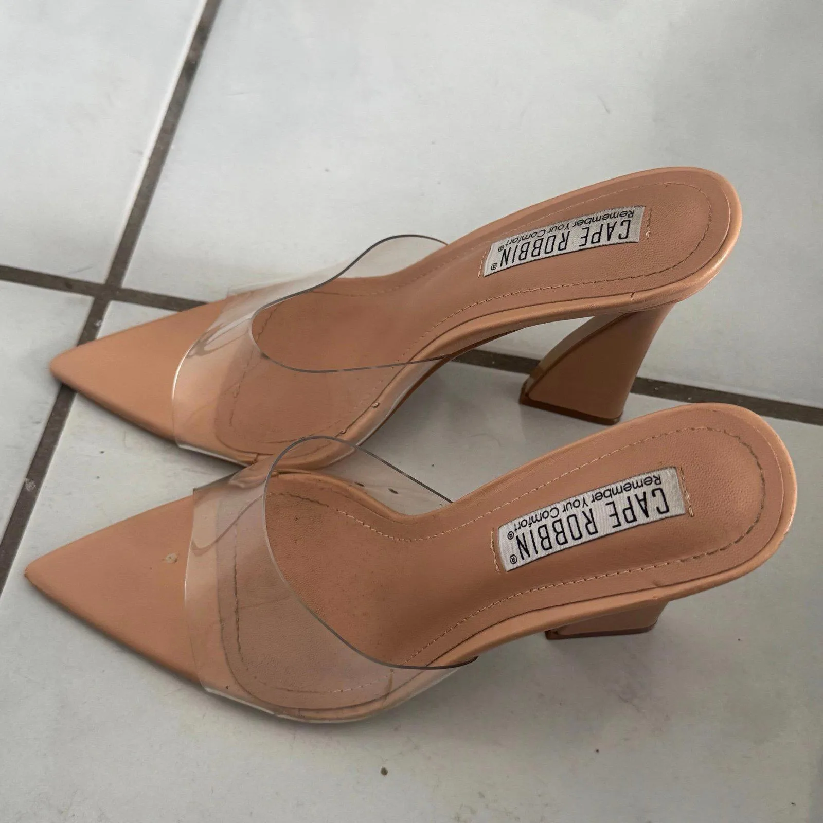 Cape Robbin Nude Clear Strap High Heel Mules - Image 2