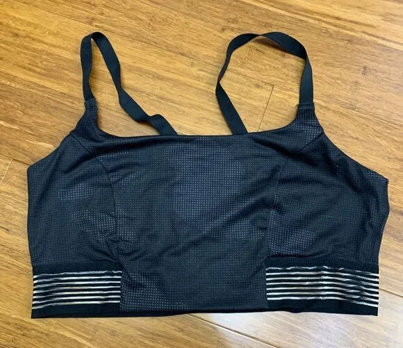 All In Motion Womens Large Sports Bra Black Athletic Mesh Workout Compression - Image 1