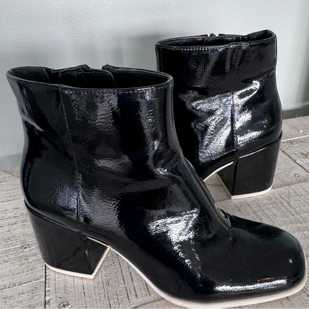 Mix No. 6 Shiny Black Ankle Booties - Image 3