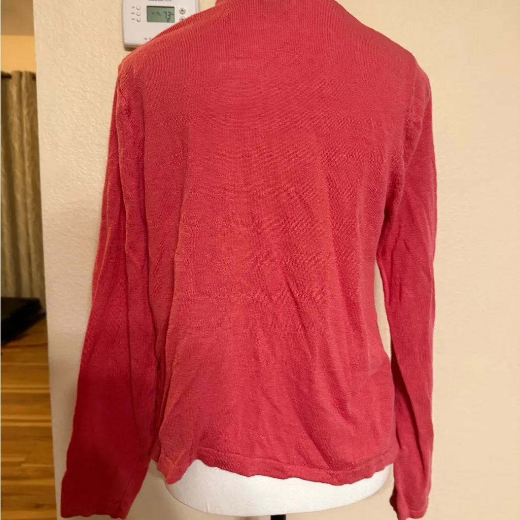 J.Jill Open Drape Cardigan Sweater Flame Orange - Image 3