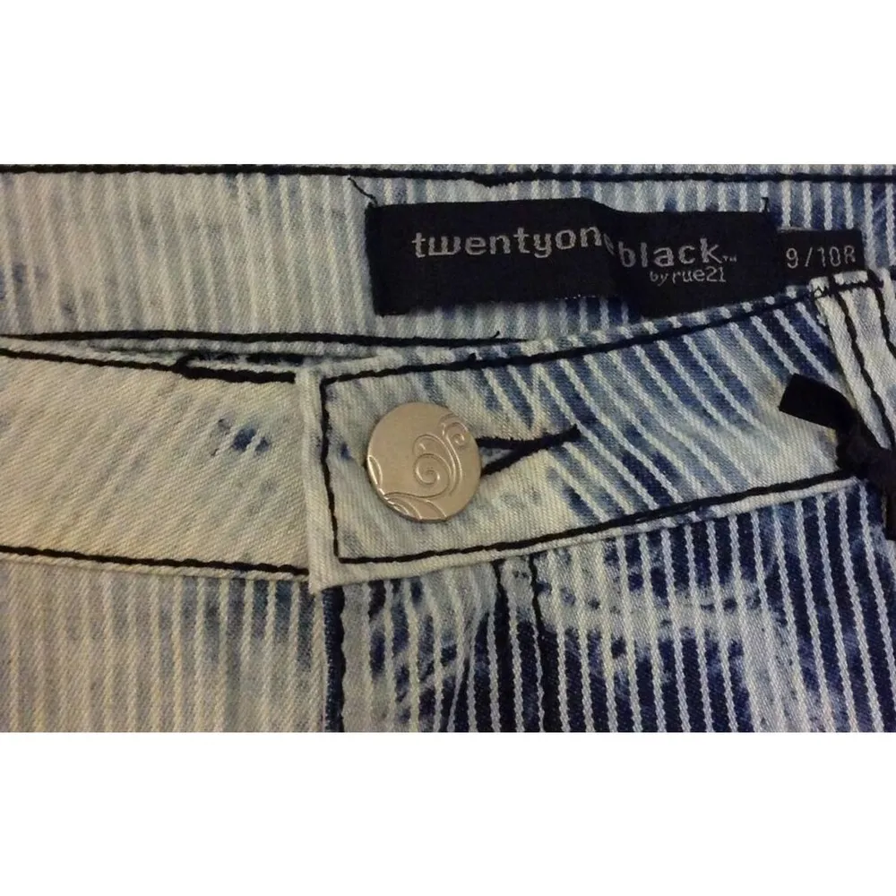 Rue 21 Twentyone Acid Washed Bleach Tie Dye Striped Lowrise Skinny Jeans 9/10 - Image 3