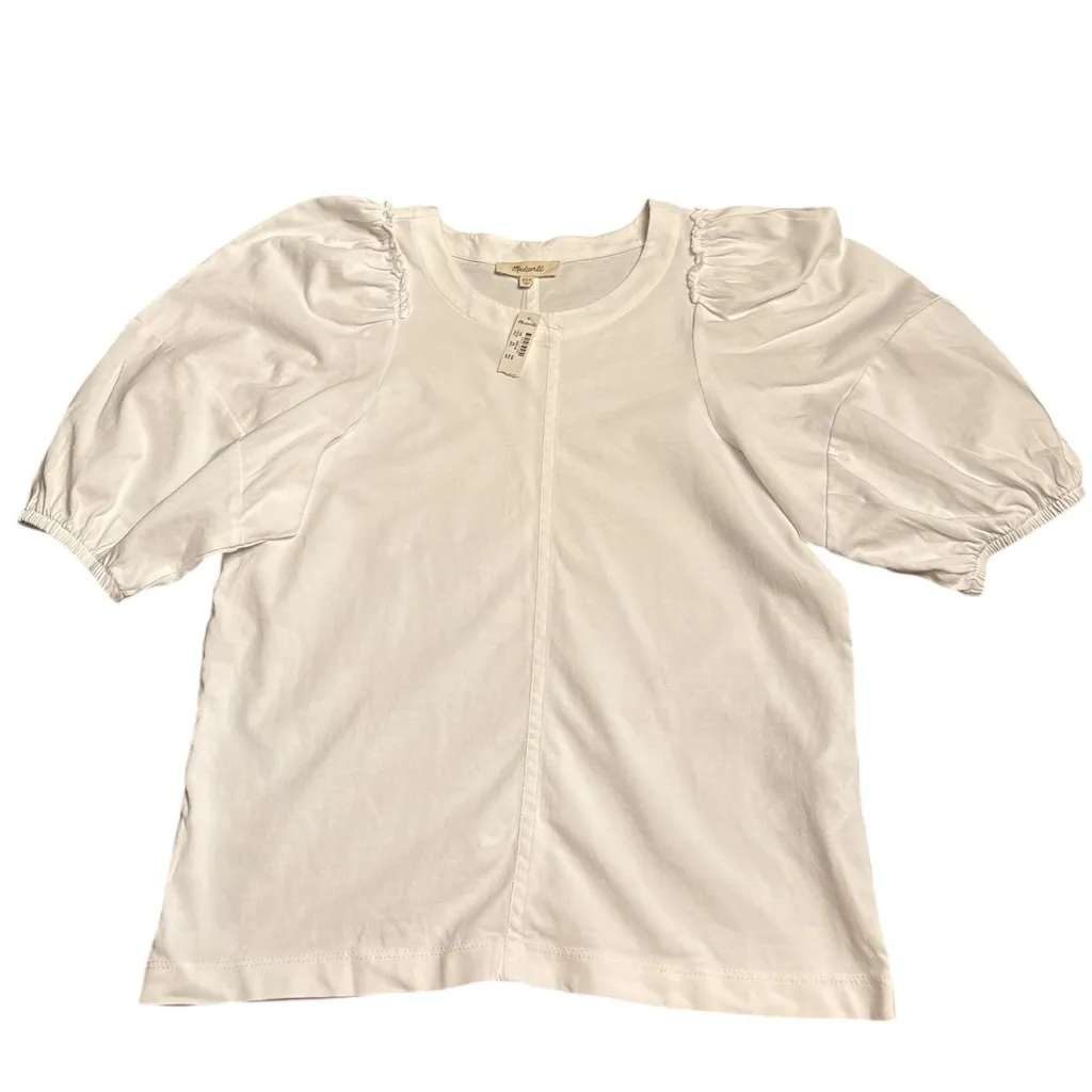 Madewell women’s Puff-Sleeve Tee short sleeve cotton white Size XXS NWT - Image 4