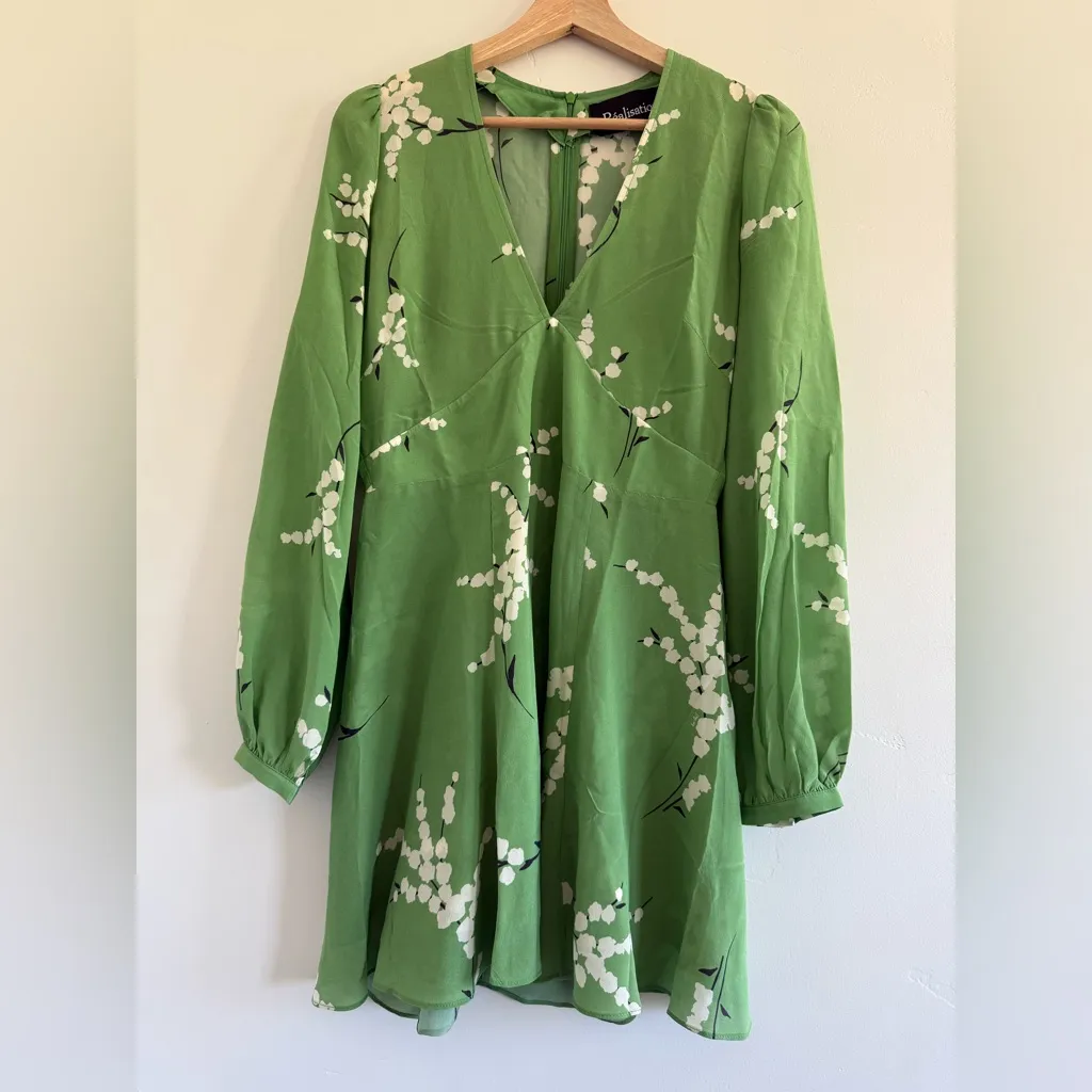 Realisation Par The Kate Loving Green Chic Green Floral Mini Dress women size M - Image 5