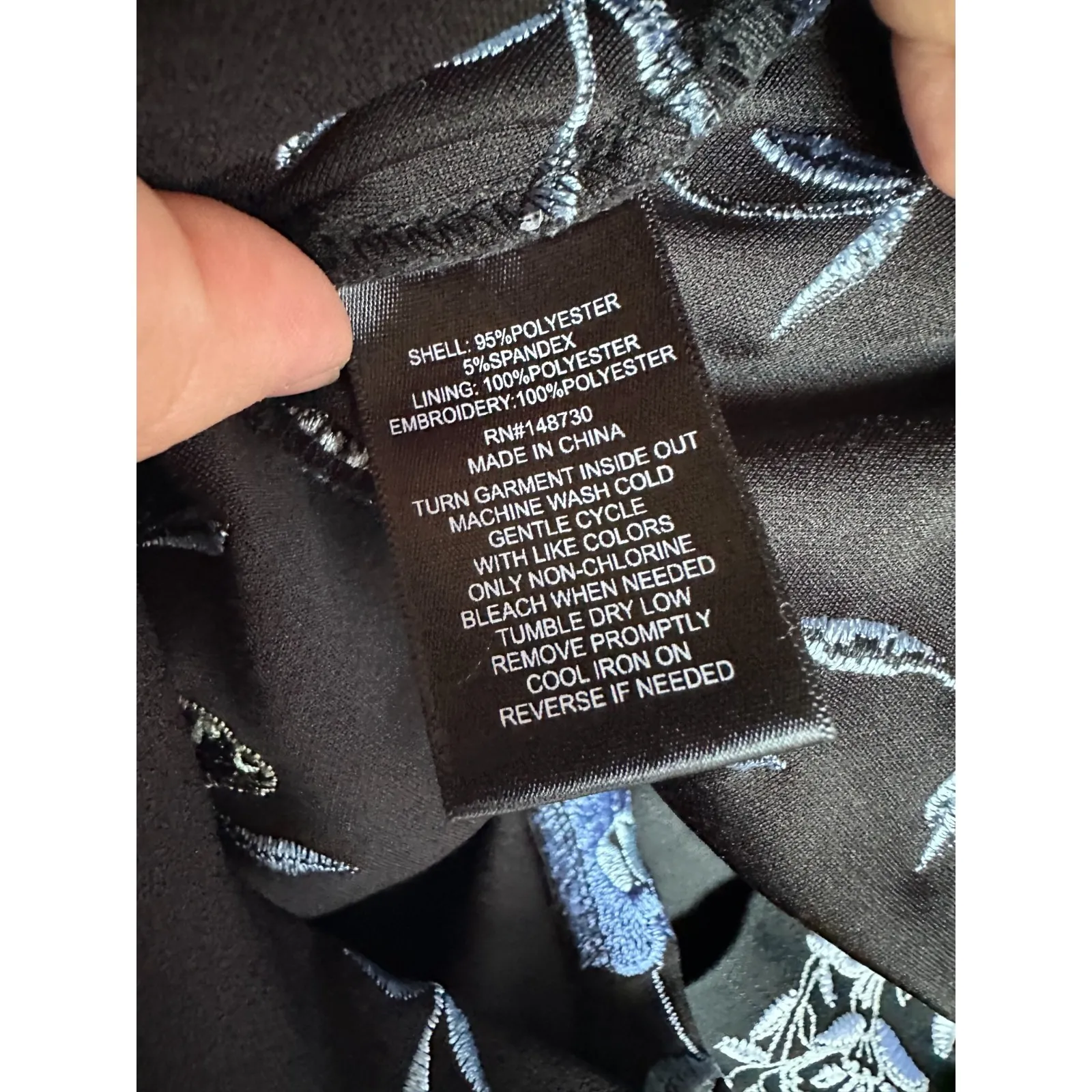 ECI New York Skirt 10 Black Floral Embroidered Pencil Midi Romantic Boho Chic - Image 6