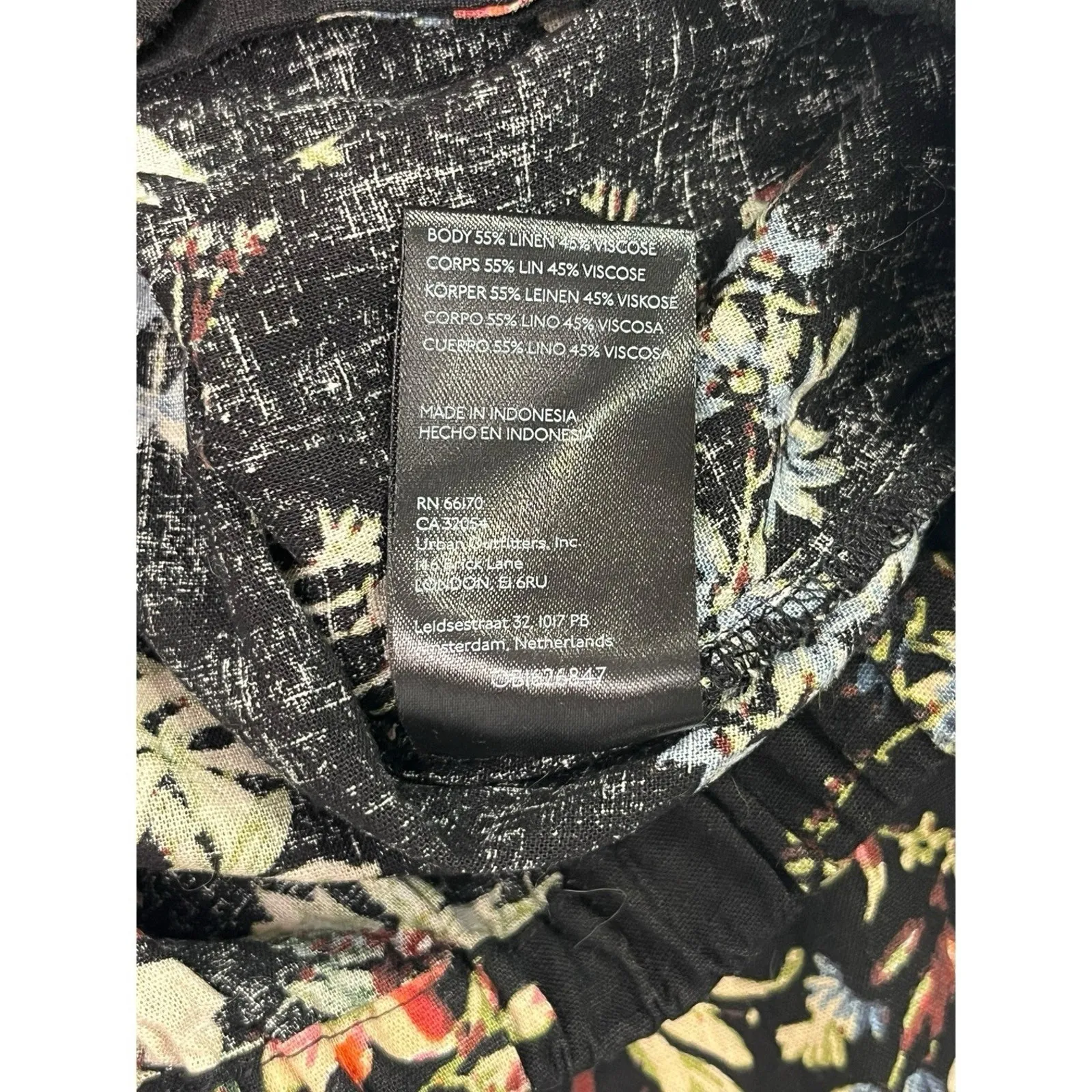 Pilcro Top Womens Small Black Floral Linen Crop Faux Wrap Top Boho Cottagecore - Image 7