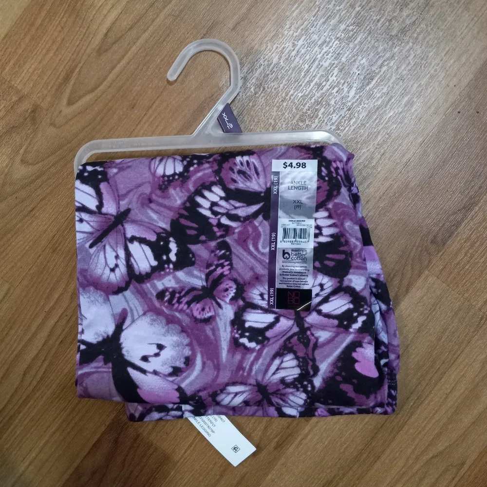 NoBo XXL 19 Butterfly Purple Ankle Length Leggings - Image 2