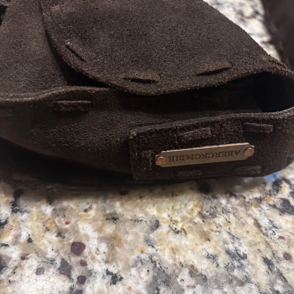 Vintage Abercrombie Chocolate Brown Suede Shoulder Hobo Bag Tasseled‎ 9x6x2.5 in - Image 3