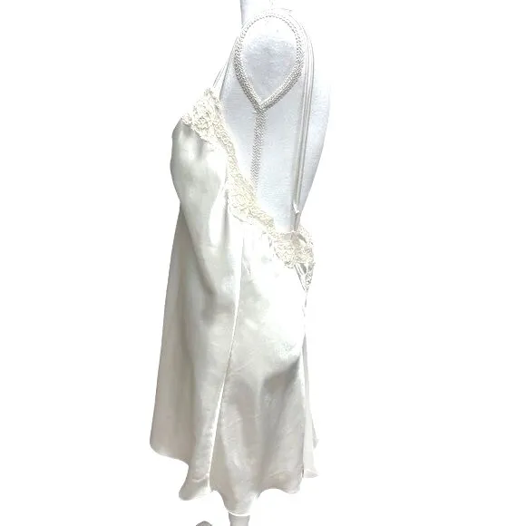 VICTORIAS SECRET Vintage Gold Label Beaded‎ Lace Baby Doll Dress Sz L Sheer Back - Image 8