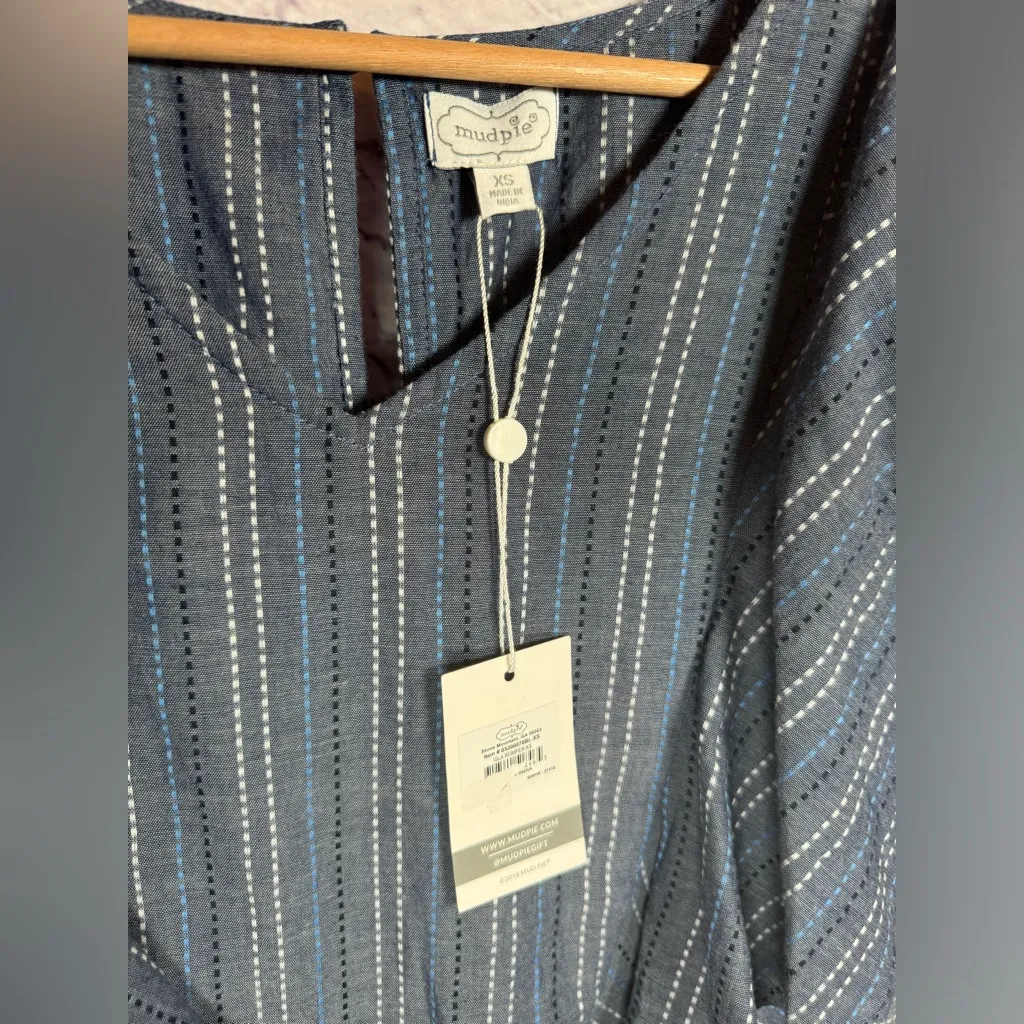 Mudpie‎ blue ISLA ROMPER women’s size XS pockets & drawstring - Image 8