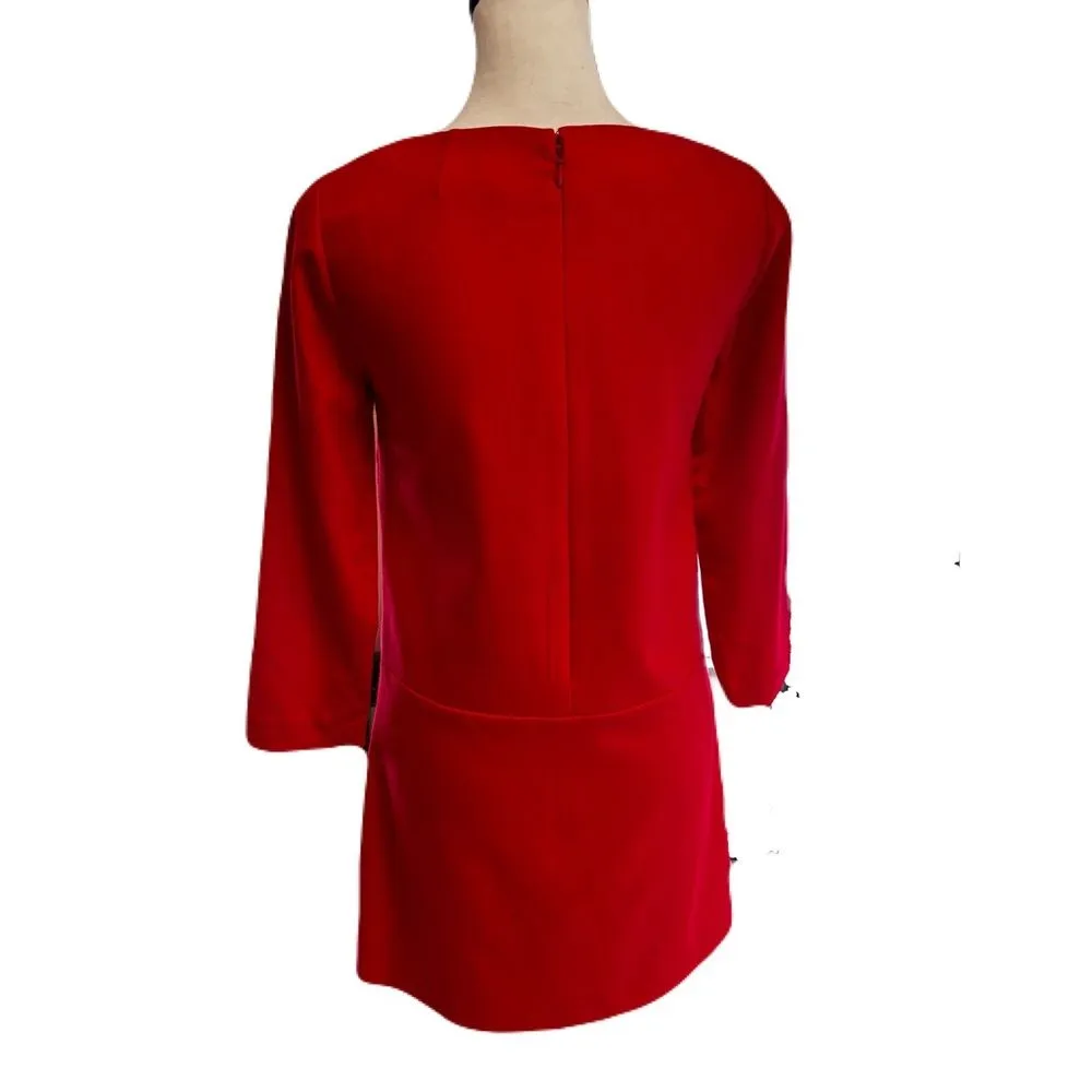 J.Crew Red Wool Blend Sheath Dress | Sz. 00 | Good Condition - Image 5
