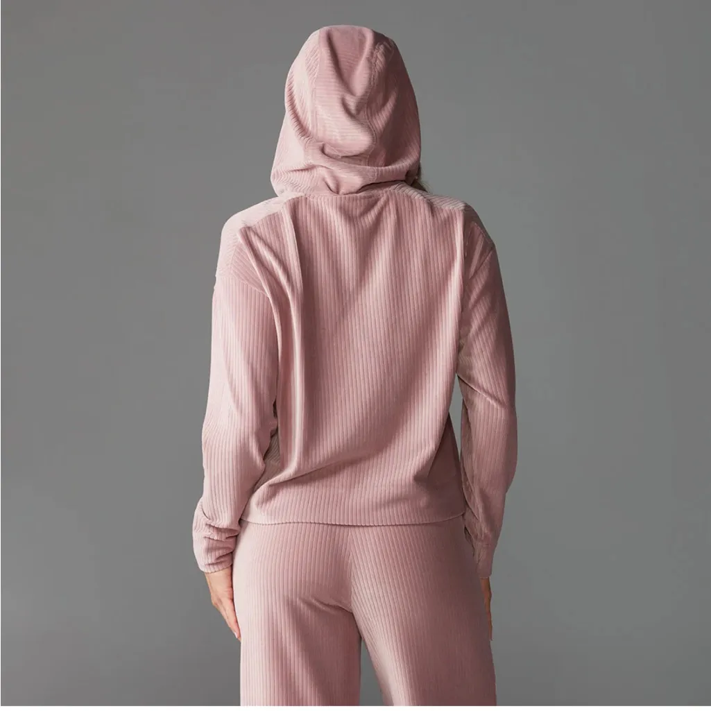 TAVI ACTIVE Primrose Brushed Rib Pullover Hoodie Size Medium Pink - Image 7