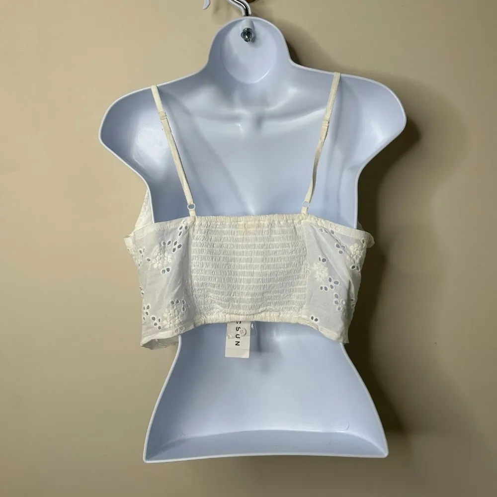 L.A. Hearts PacSun White Eyelet Embroidered Sleeveless Crop Blouse Small NEW - Image 4