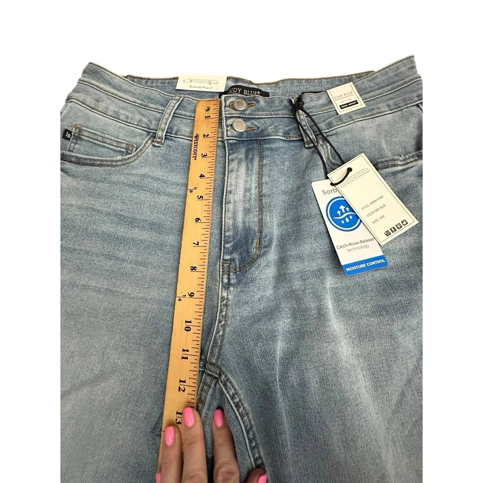 NWT Judy Blue Jeans Womens Size 16W Blue Wide Leg Crop Stretch Denim #G6-4 - Image 7