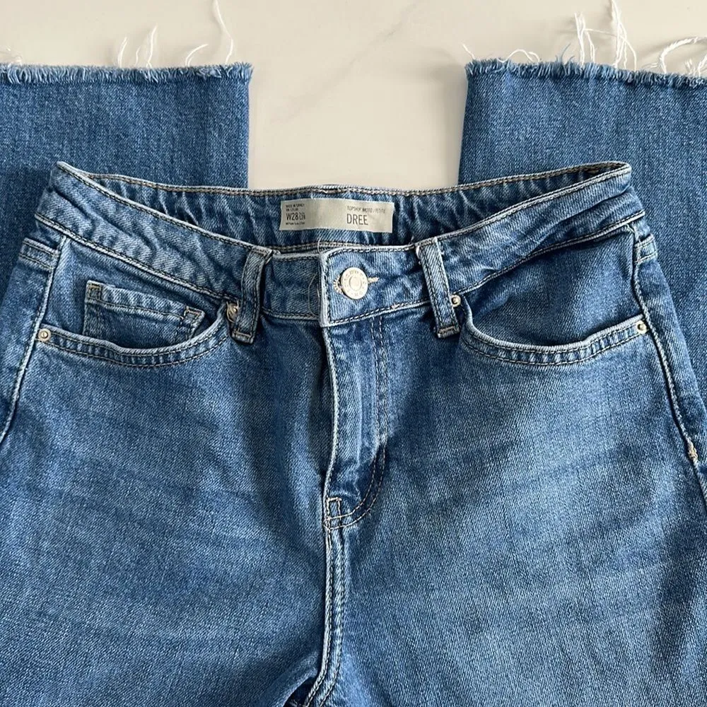 Topshop Moto Dree Women's High Rise Flare Crop Jeans Sz W28/L29 Petite - Image 5