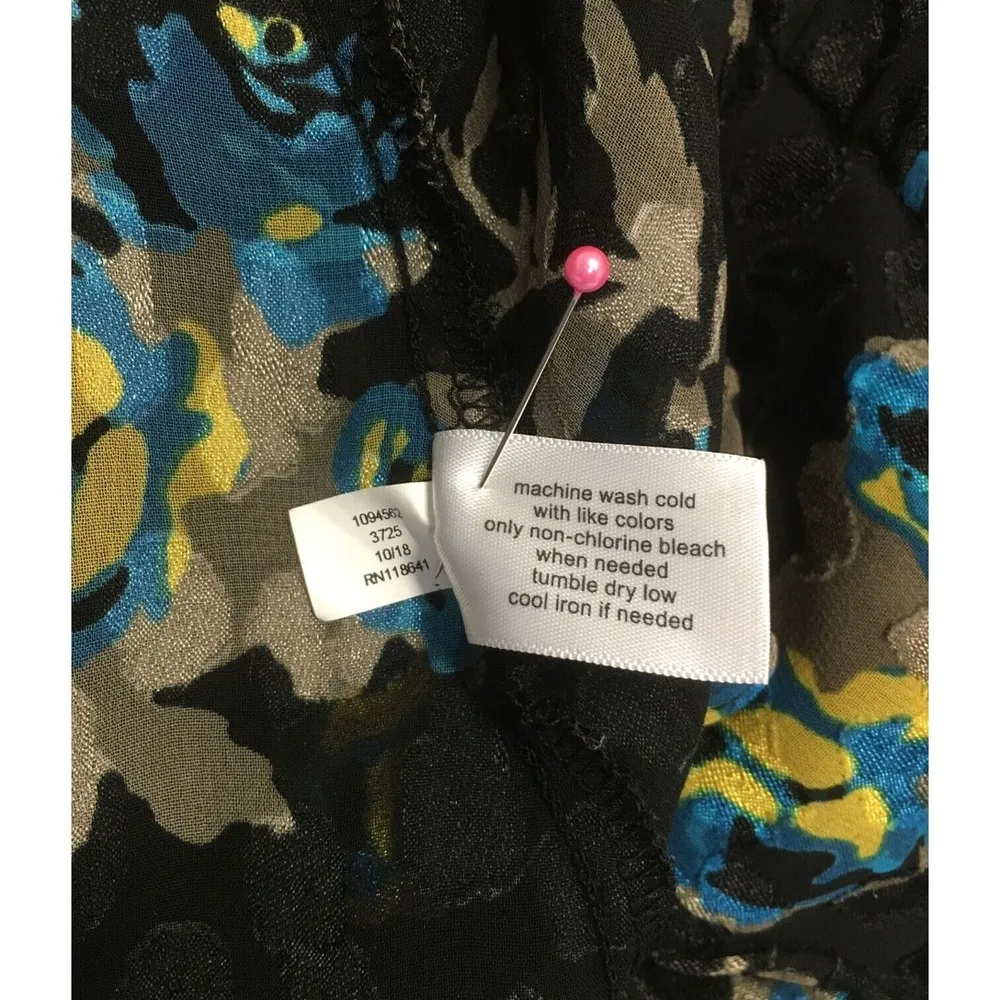 Lane Bryant Top Womens 26 Floral Sheer Short Ruffle Sleeve Boho Textured Black - Image 8