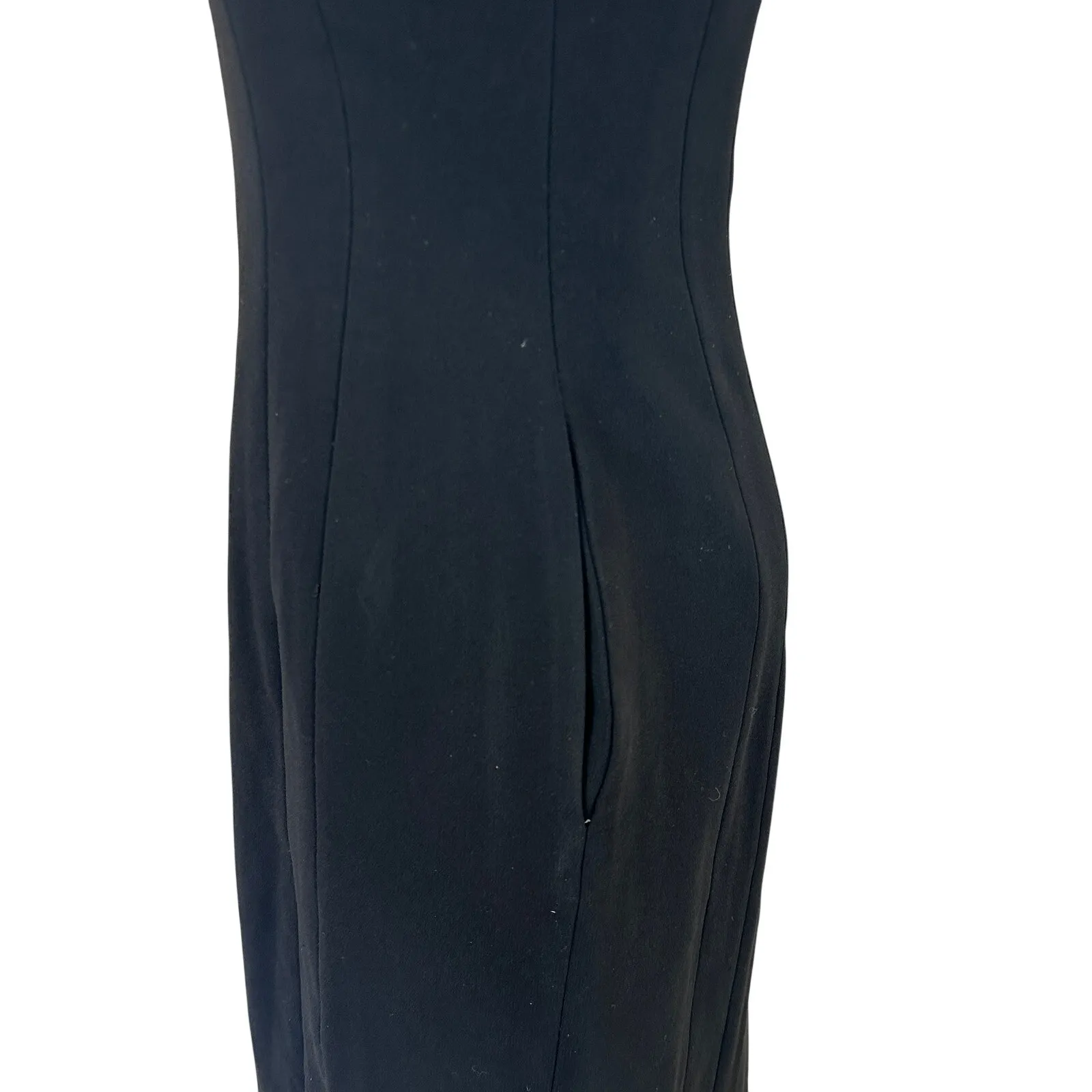 A.L.C. Black Cocktail Dress SIZE 0 Sheath Midi Chic Retro LBD Slit Designer $700 - Image 12