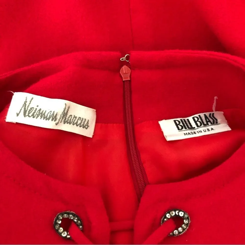 70’s Vintage Bill Blass Red Neiman Marcus Crisscross Lace Up Elbow Sleeve Dress - Image 12