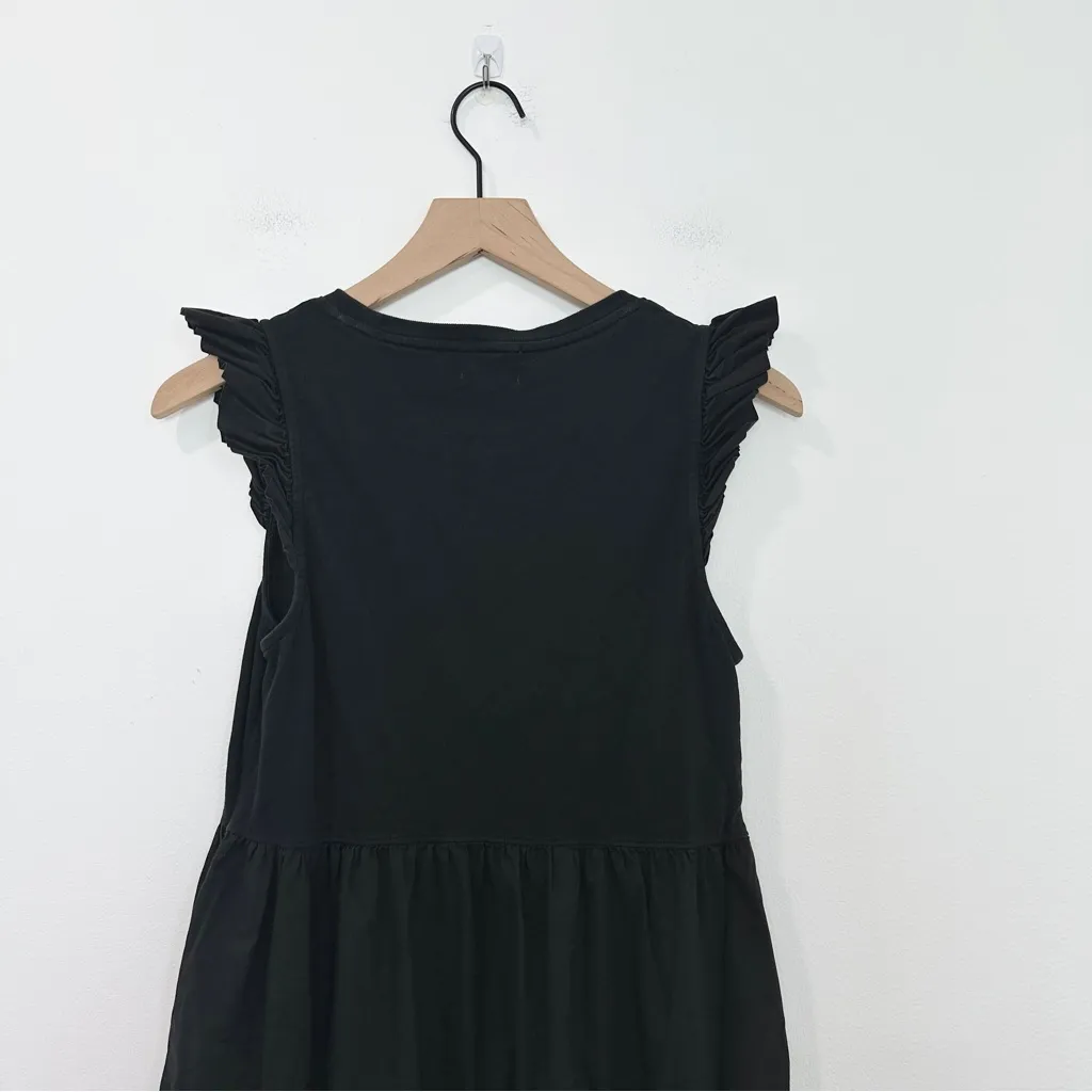 NATION LTD Sissy Ruffled Black Dress Tiered Midi Sundress size Small - Image 8