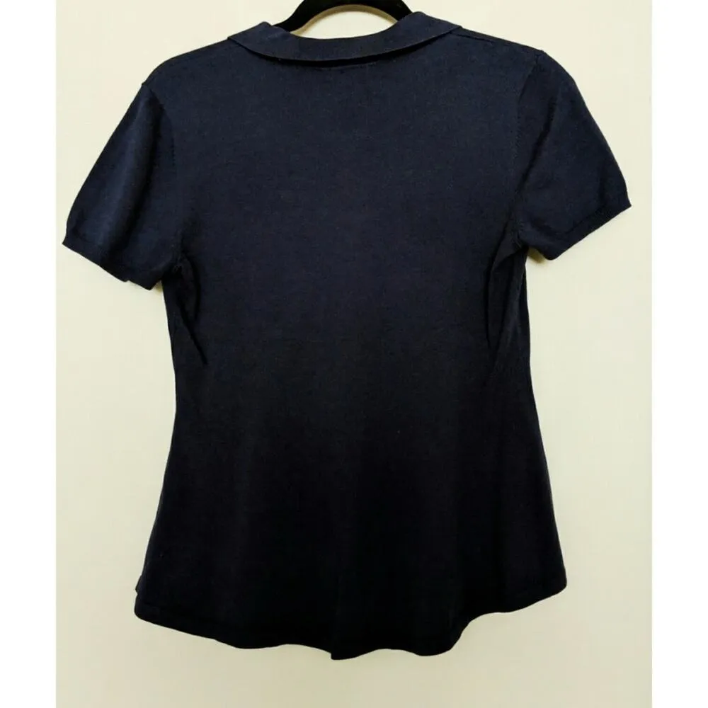 Halogen (Nordstrom) Peplum Polo Sweater Navy M New - Image 5