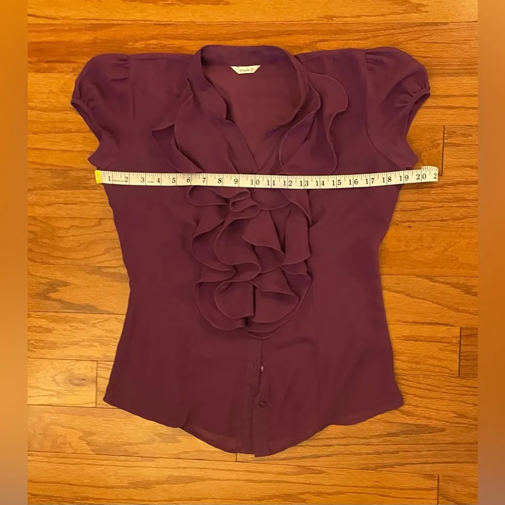 Studio Y- Y2K Purple Ruffled Cap Sleeve Blouse Size XS/S - Image 5