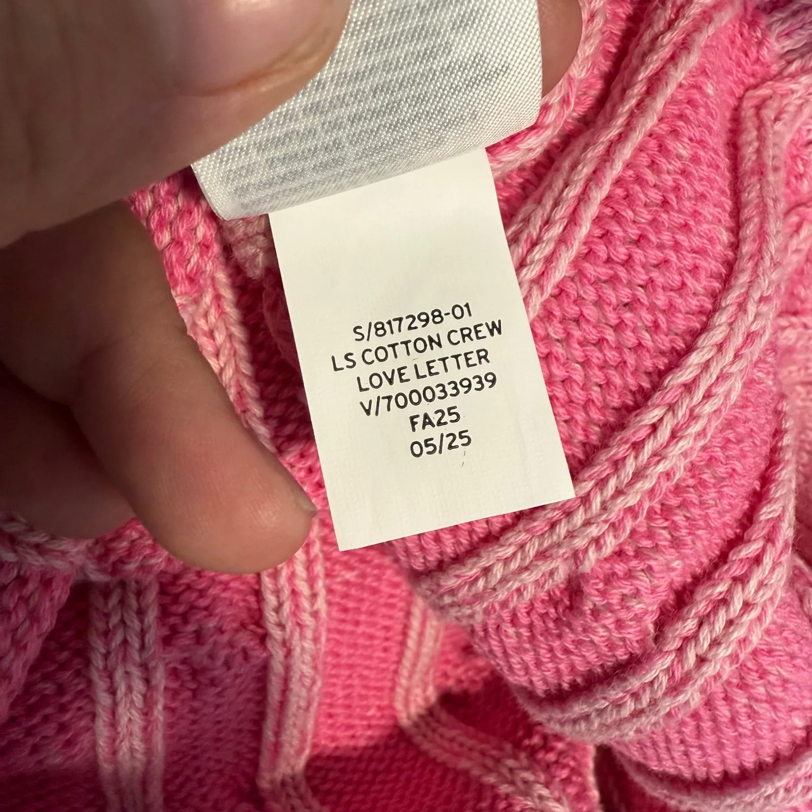 Gap Relaxed Cable-Knit Crewneck Sweater, Pink, S, 817298 - Image 6