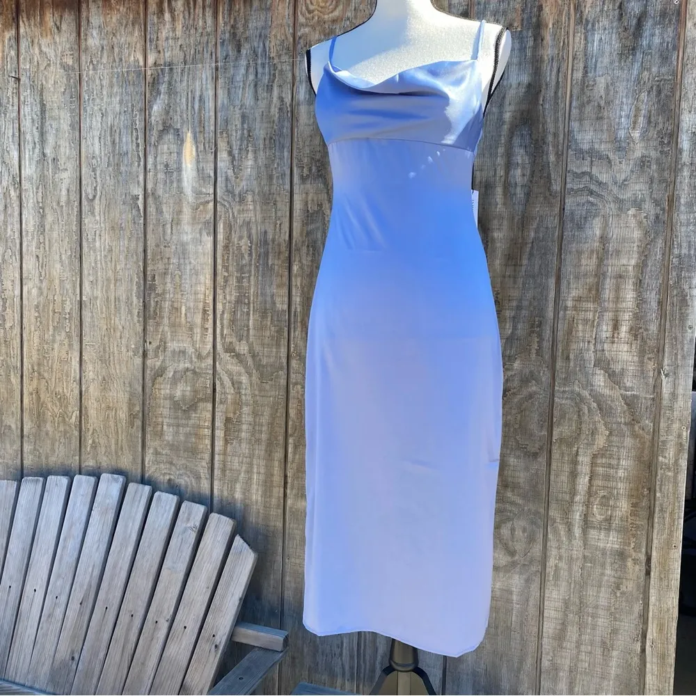 WeWoreWhat Cowl Satin Midi Dress Slate Blue Size 2 - Image 6