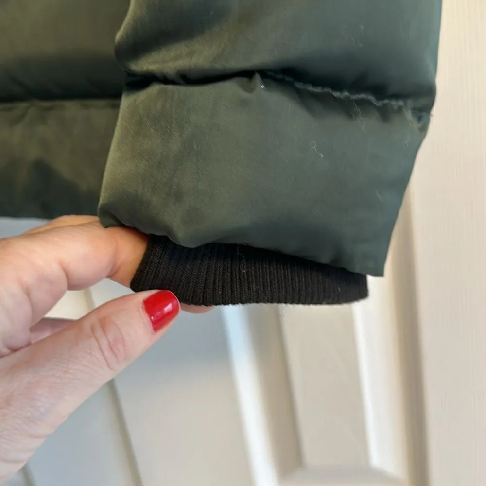 NUX Women’s Dark Green Removable Hood Puffer Zipper Jacket Size M Silver Size M - Image 5