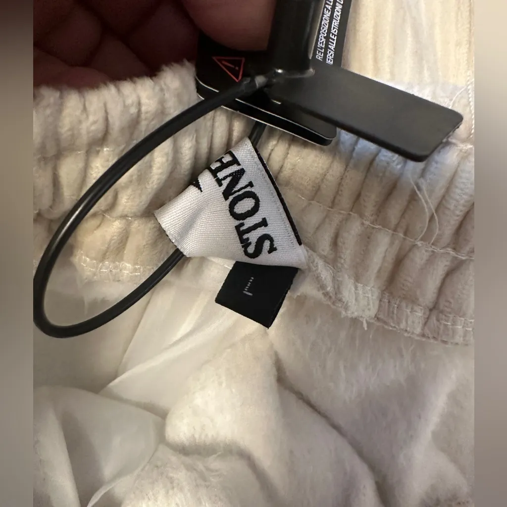 STONE ISLAND WOMENS CREAM CORDOROY JOGGERS RARE NWT!!! Size L - Image 8