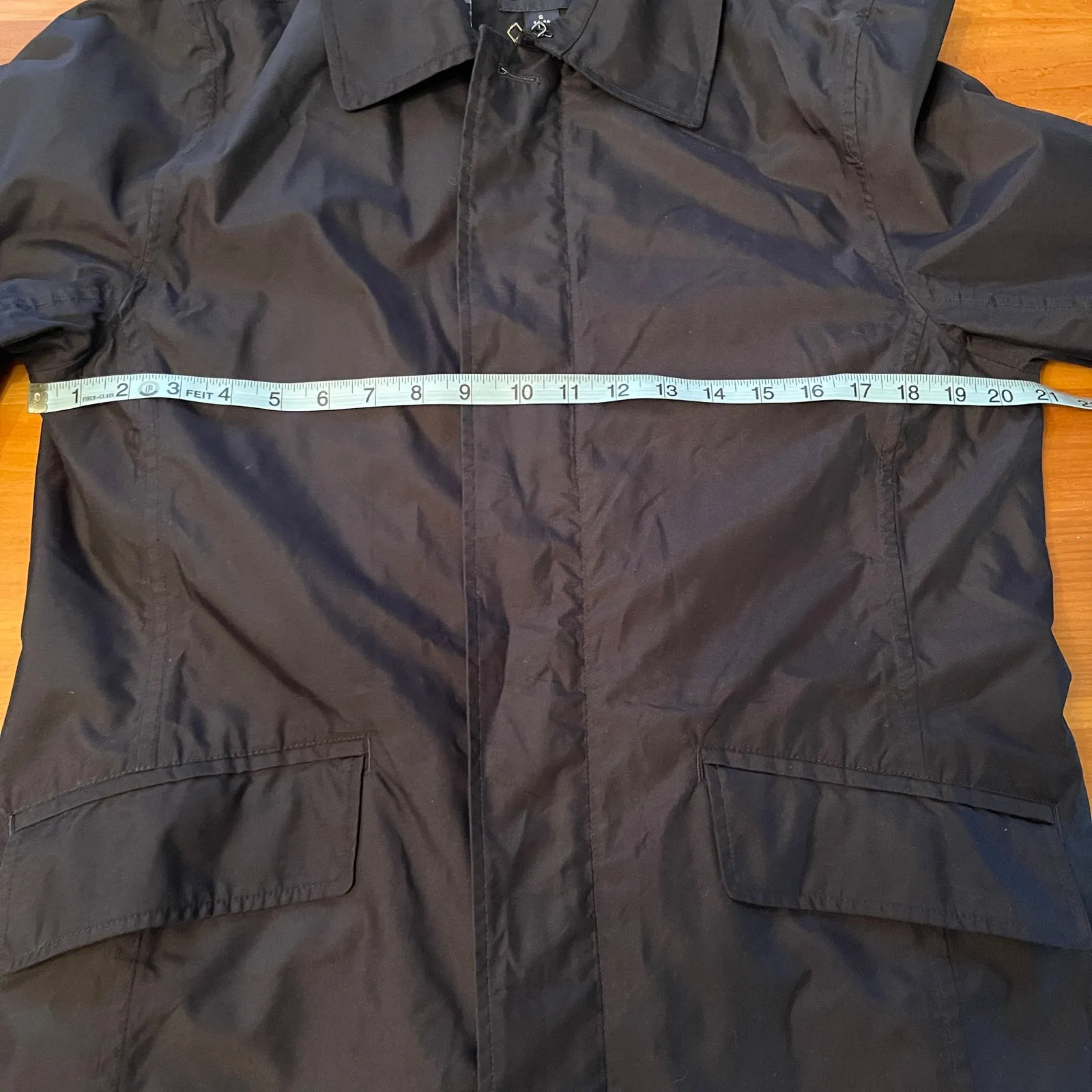 Lands' End Women's Navy Blue Long Zipper Button Gingham Lined Trench Coat Small - Image 7