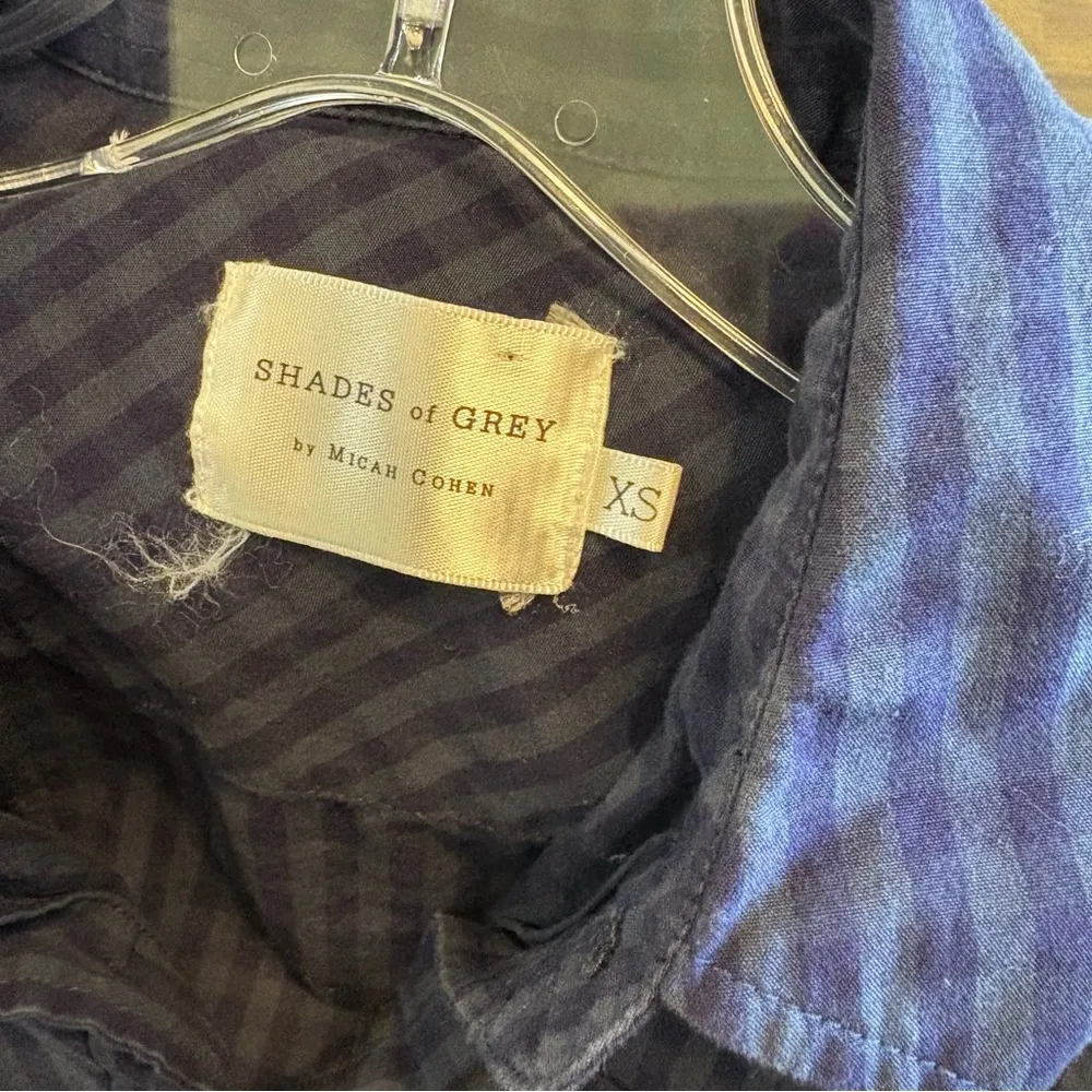 Shades Of Grey Plaid Tartan Blue Green Long Sleeve Romper Button Front Shorts XS - Image 5