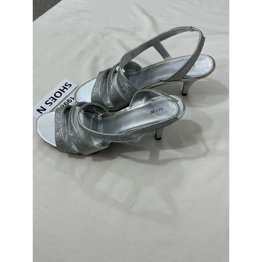 Womans Apt 9 Kohls Open Toe Strappy High Heel Pump Sandal 10 M Silver - Image 3