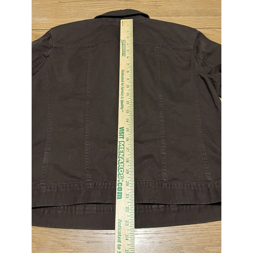Lauren Jeans Company cropped jacket brown jean jacket size Large Classic Denim - Image 13
