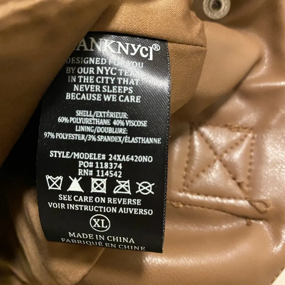 Blank NYC Brown Faux Leather Full Zip Moto Jacket New W/ Tag Biker Grunge City - Image 10